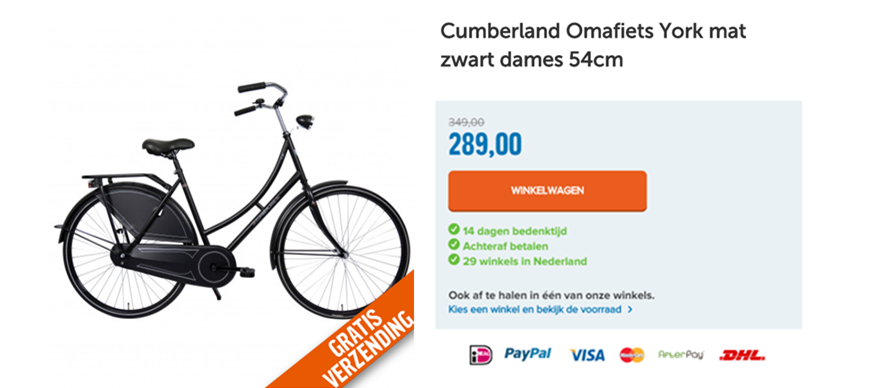 Cumberland Omafiets York mat zwart dames 54cm