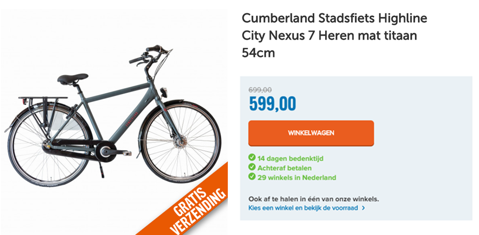 Cumberland Stadsfiets Highline City Nexus 7 Heren mat titaan 54cm