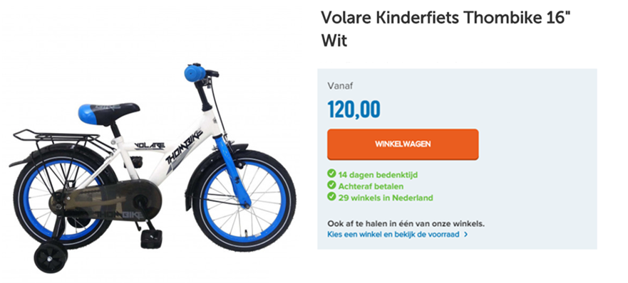 Volare Kinderfiets Thombike 16" Wit