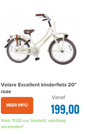 Volare Excellent kinderfiets 20" roze