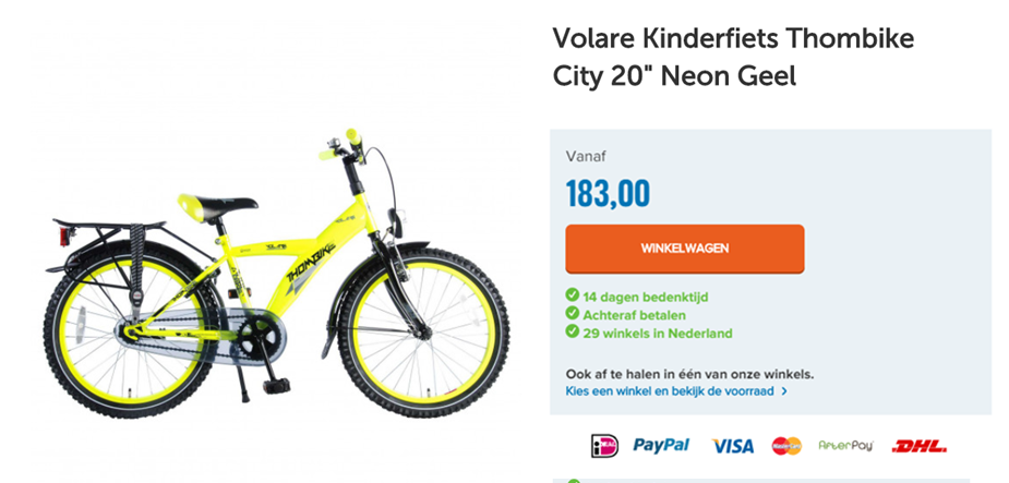 Volare Kinderfiets Thombike City 20" Neon Geel