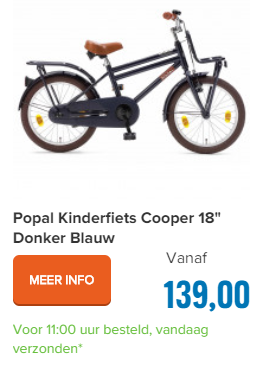 Popal Kinderfiets Cooper 18" Donker Blauw