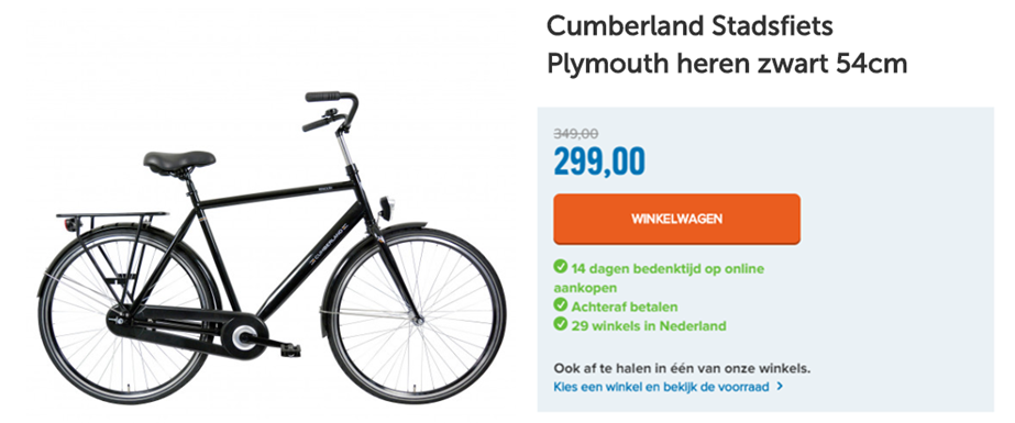 Cumberland Stadsfiets Plymouth heren zwart 54cm