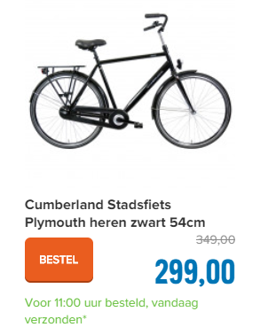 Cumberland Stadsfiets Plymouth heren zwart 54cm