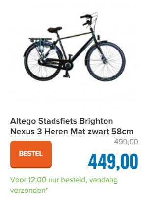 Altego Stadsfiets Brighton Nexus 3 Heren Mat zwart 58cm