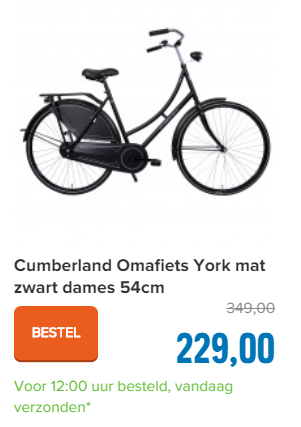 Cumberland Omafiets York mat zwart dames 54cm