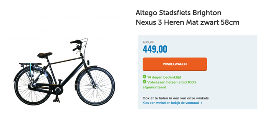 Altego Stadsfiets Brighton Nexus 3 Heren Mat zwart 58cm