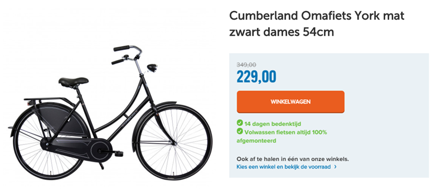 Cumberland Omafiets York mat zwart dames 54cm