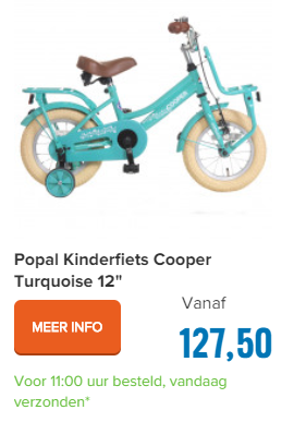 Popal Kinderfiets Cooper Turquoise 12"