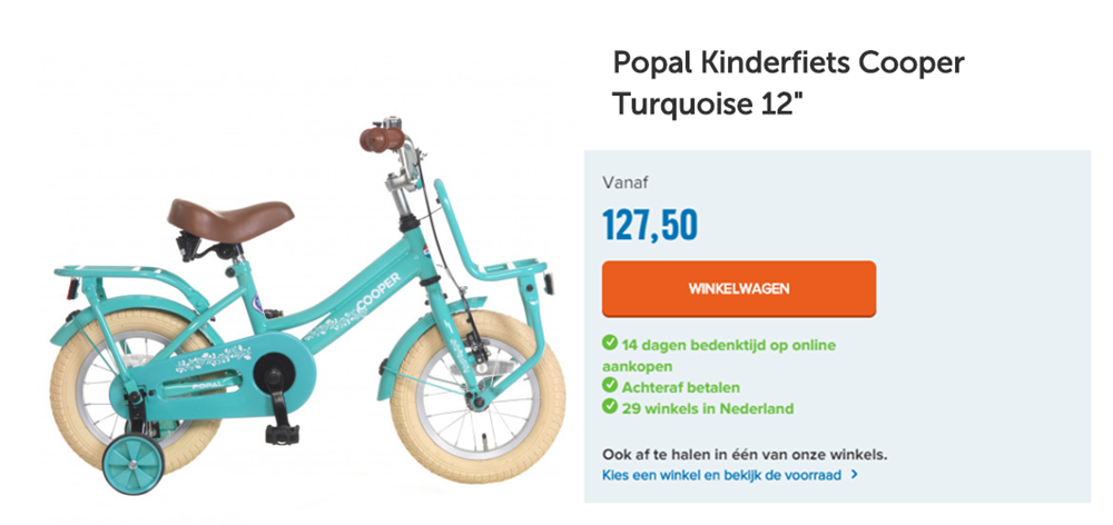 Popal Kinderfiets Cooper Turquoise 12"