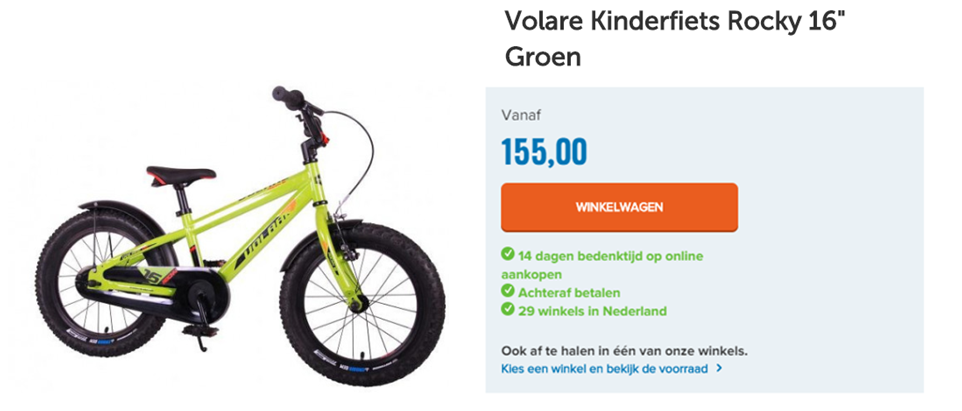 Volare Kinderfiets Rocky 16" Groen