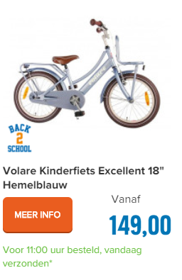 Volare Kinderfiets Excellent 18" Hemelblauw