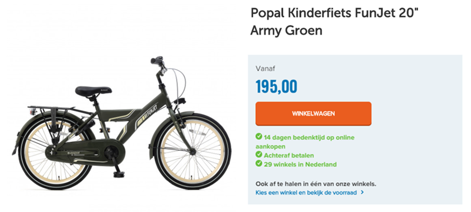 Popal Kinderfiets FunJet 20" Army Groen