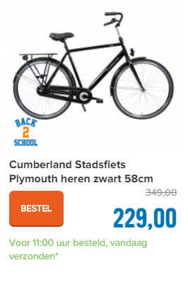 Cumberland Stadsfiets Plymouth heren zwart 58cm