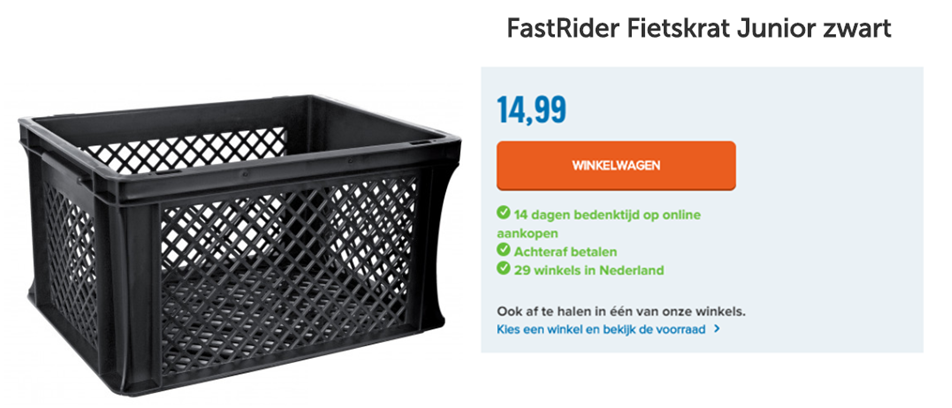 FastRider Fietskrat Junior zwart