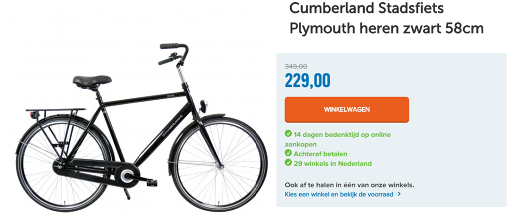 Cumberland Stadsfiets Plymouth heren zwart 58cm