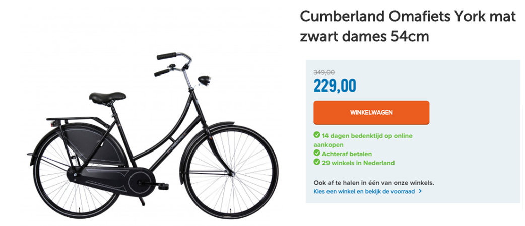 Cumberland Omafiets York mat zwart dames 54cm