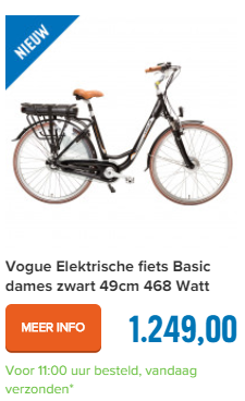 Vogue Elektrische fiets Basic dames zwart 49cm 468 Watt