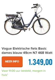 Vogue Elektrische fiets Basic dames blauw 49cm N7 468 Watt