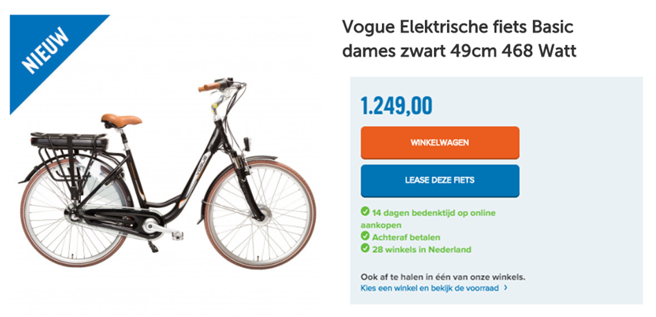 Vogue Elektrische fiets Basic dames zwart 49cm 468 Watt