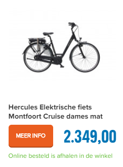 Hercules Elektrische fiets Montfoort Cruise dames mat zwart 45cm 400 Watt