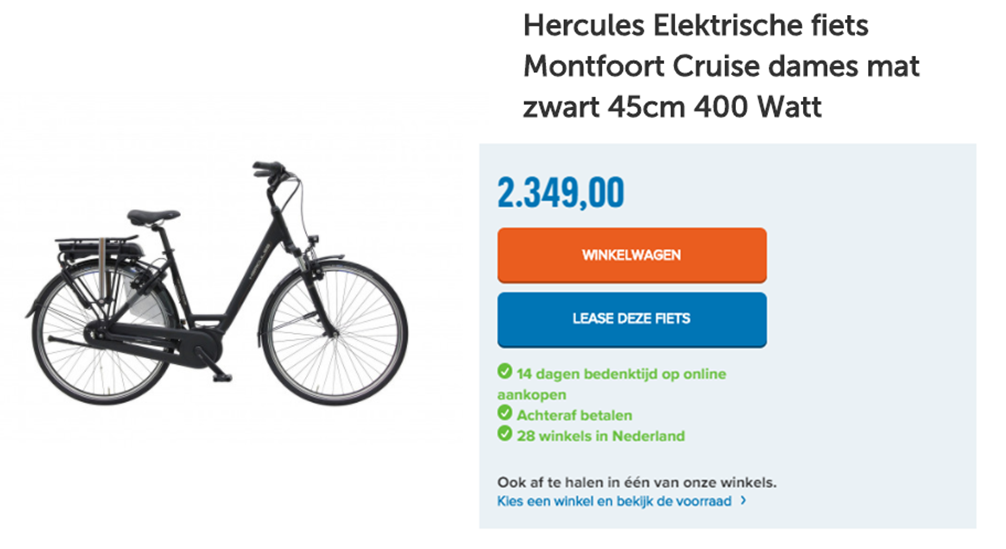 Hercules Elektrische fiets Montfoort Cruise dames mat zwart 45cm 400 Watt