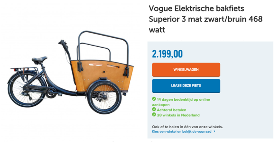 Vogue Elektrische bakfiets Superior 3 mat zwart/bruin 468 watt