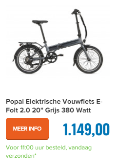 Popal Elektrische Vouwfiets E-Folt 2.0 20" Grijs 380 Watt