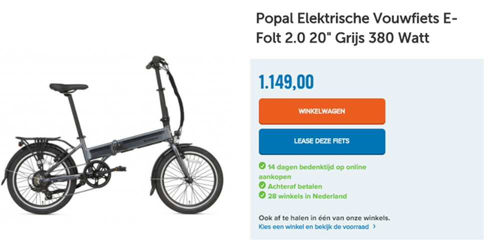 Popal Elektrische Vouwfiets E-Folt 2.0 20" Grijs 380 Watt