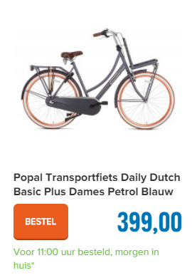 Popal Transportfiets Daily Dutch Basic Plus Dames Petrol Blauw 57cm