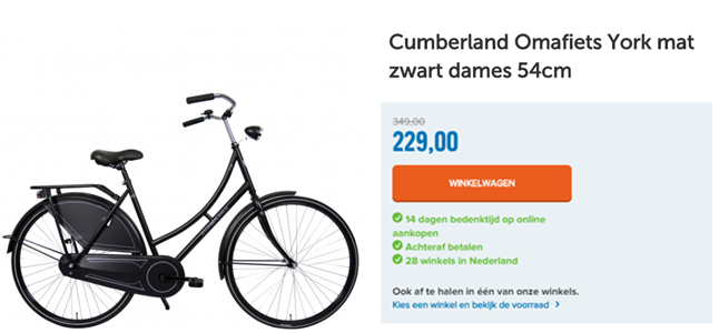 Cumberland Omafiets York mat zwart dames 54cm