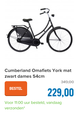 Cumberland Omafiets York mat zwart dames 54cm