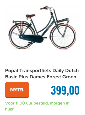 Popal Transportfiets Daily Dutch Basic Plus Dames Forest Groen 50cm