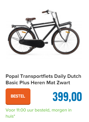 Popal Transportfiets Daily Dutch Basic Plus Heren Mat Zwart 50cm