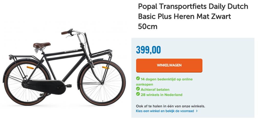 Popal Transportfiets Daily Dutch Basic Plus Heren Mat Zwart 50cm