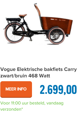 Vogue Elektrische bakfiets Carry zwart/bruin 468 Watt