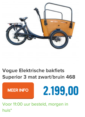 Vogue Elektrische bakfiets Superior 3 mat zwart/bruin 468 watt