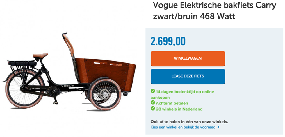 Vogue Elektrische bakfiets Carry zwart/bruin 468 Watt