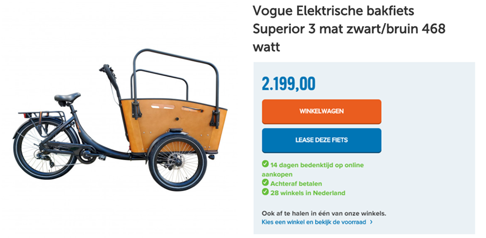 Vogue Elektrische bakfiets Superior 3 mat zwart/bruin 468 watt