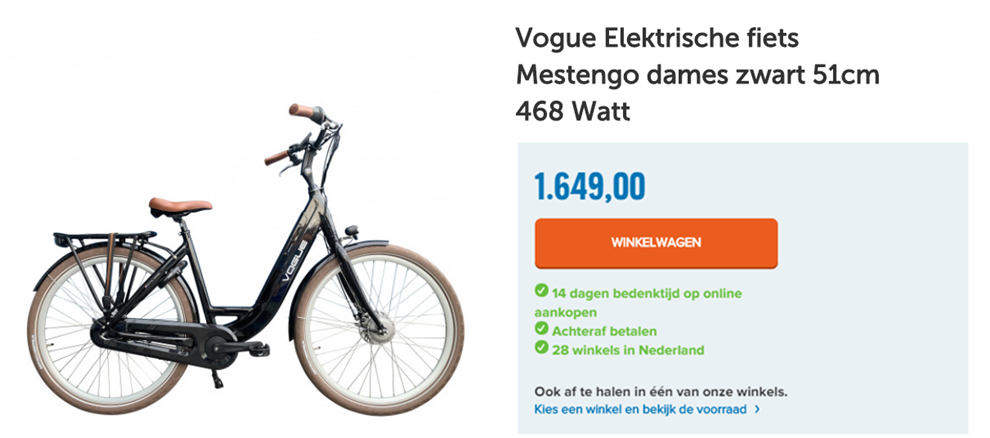 Vogue Elektrische fiets Mestengo dames zwart 51cm 468 Watt