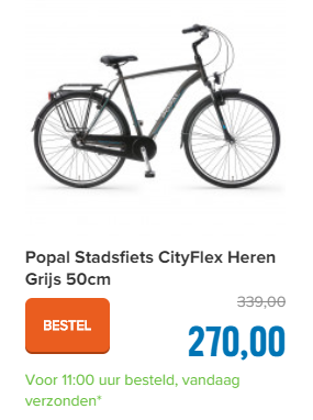 Popal Stadsfiets CityFlex Heren Grijs 50cm