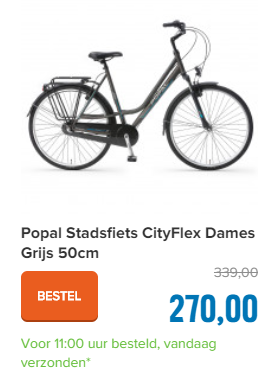 Popal Stadsfiets CityFlex Dames Grijs 50cm