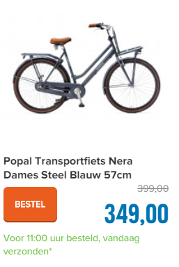 Popal Transportfiets Nera Dames Mat Zwart 57cm