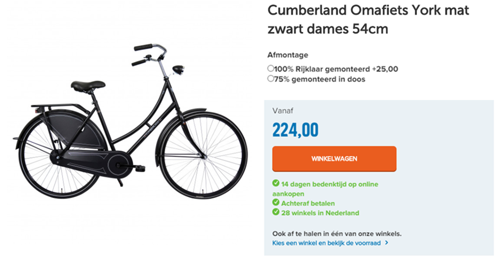 Cumberland Omafiets York mat zwart dames 54cm