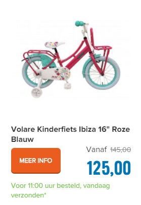 Volare Kinderfiets Ibiza 16" Roze Blauw