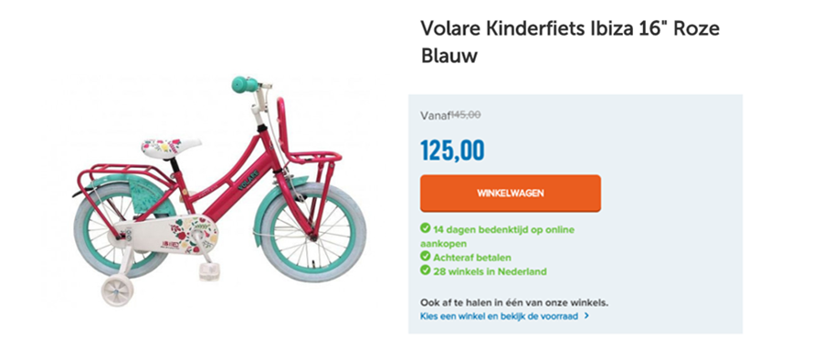 Volare Kinderfiets Ibiza 16" Roze Blauw