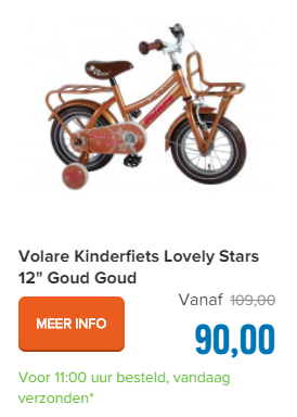 Volare Kinderfiets Lovely Stars 12" Goud Goud