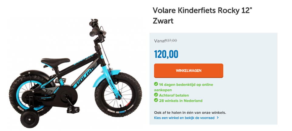 Volare Kinderfiets Rocky 12" Zwart