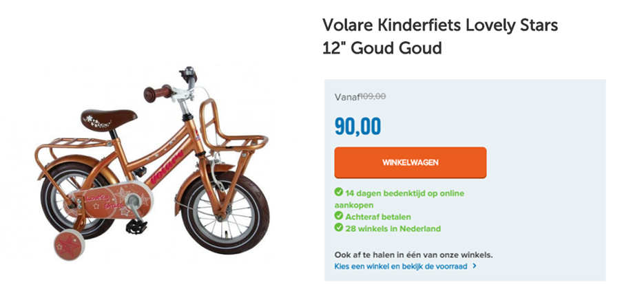 Volare Kinderfiets Lovely Stars 12" Goud Goud