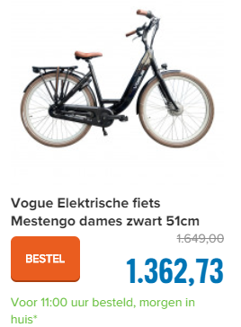 Vogue Elektrische fiets Mestengo dames zwart 51cm 468 Watt